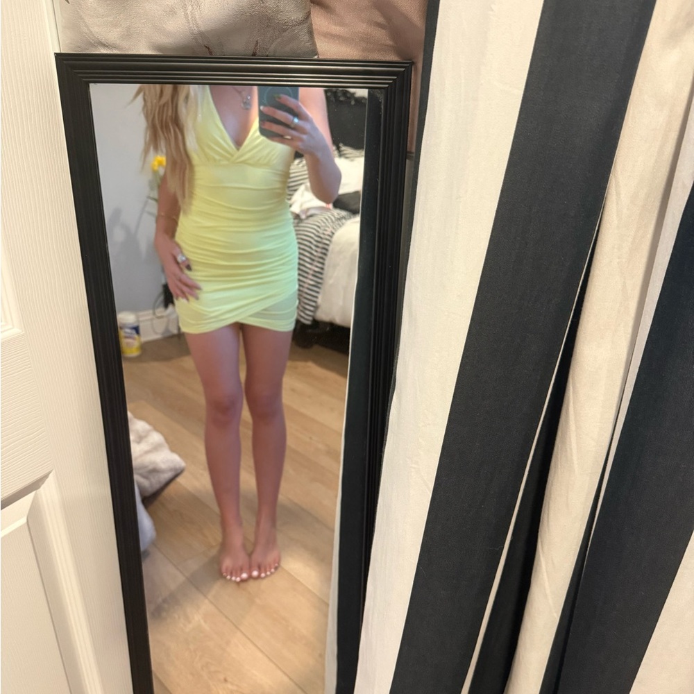 Oh Polly Light Yellow Mini Dress